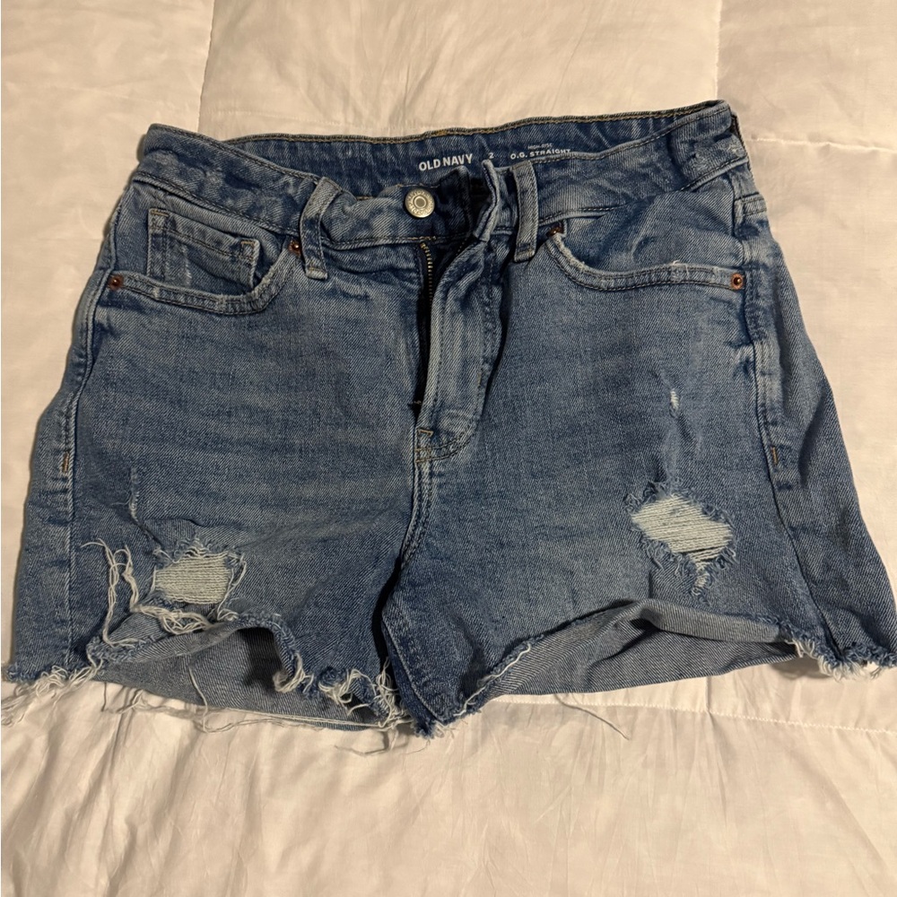 Old Navy Blue Jean Shorts Distressed High-Waisted